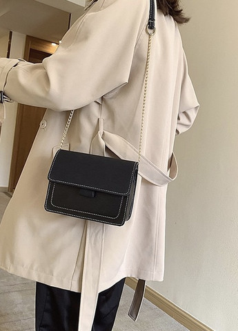 Жіноча класична сумочка крос-боді через плече бархатна велюрова замшева чорна No Brand (259365519)