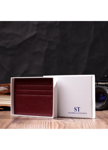 Практичний кард-кейс із натуральної шкіри 22446 Бордовий st leather (277980507)