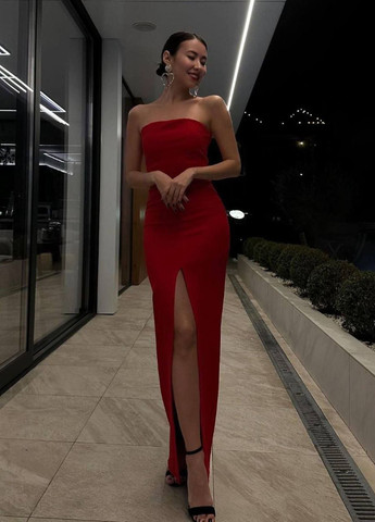 Красное праздничный платье с разрезом popluzhnaya