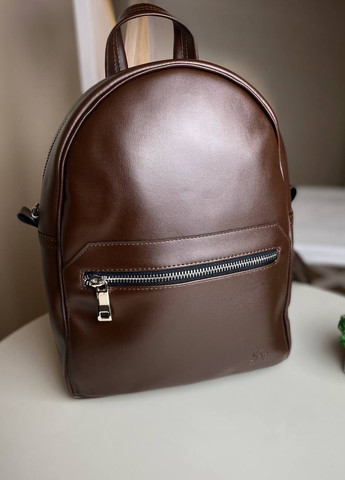 Маленький женский рюкзак коричневый гладкая экокожа стильный прочный SG (258459135)