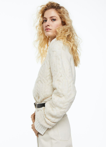 Светло-бежевый зимний джемпер косички джемпер H&M