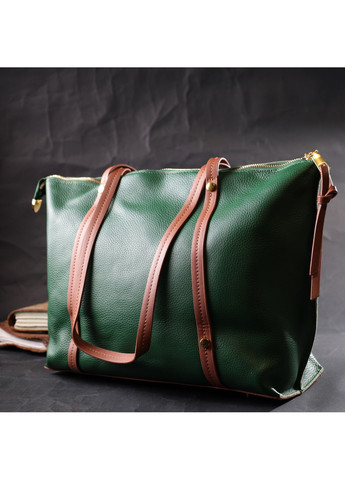 Яркая двухцветная женская сумка из натуральной кожи 22302 Зеленый Vintage (276461679)