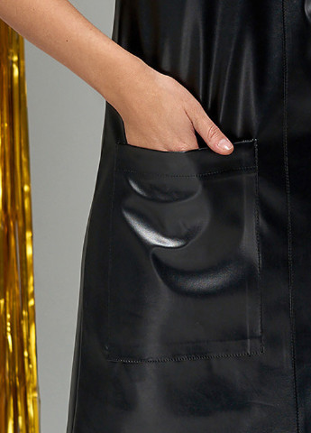 Чорна святковий стильне плаття із еко-шкіри чорного кольору Jadone Fashion