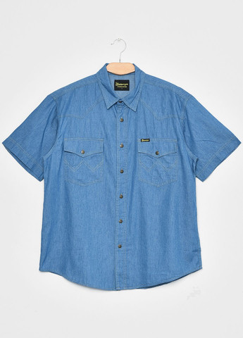 Сорочка чоловіча однотонна блакитного кольору Let's Shop (276835957)