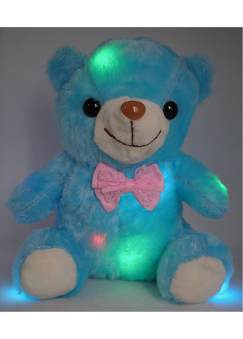 Мишка с подсветкой синий мягкий плюшевый с бантиком светящийся с LED подсветкой медвежонок светится ЛЕД No Brand (259793919)