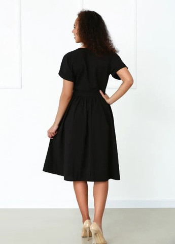 Черное кэжуал платье миди Fashion Girl однотонное