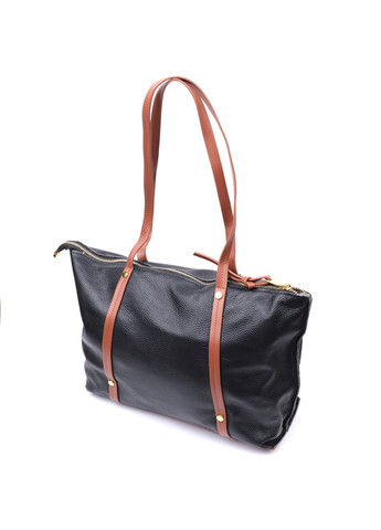 Дивовижна двокольорова сумка жіноча з натуральної шкіри 22303 Чорний Vintage (276457476)
