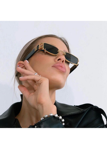 Солнцезащитные очки унисекс с кольцом Classic черные с золотом No Brand (277979514)