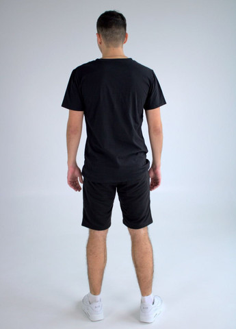 Чорний літній костюм чоловічий базовий футболка + шорти з шортами Vakko