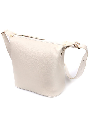 Удобная женская сумка с одной длинной ручкой из натуральной кожи 22307 Белая Vintage (276457600)