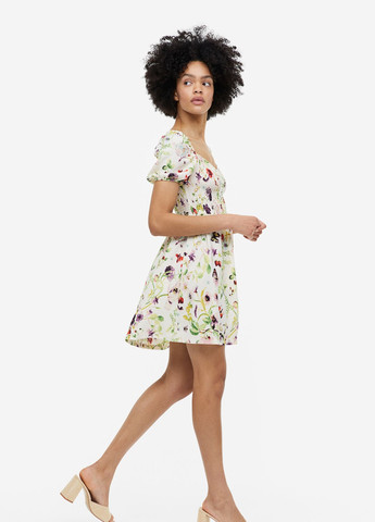 Комбінована повсякденний квіткова сукня з трикотажу H&M з квітковим принтом