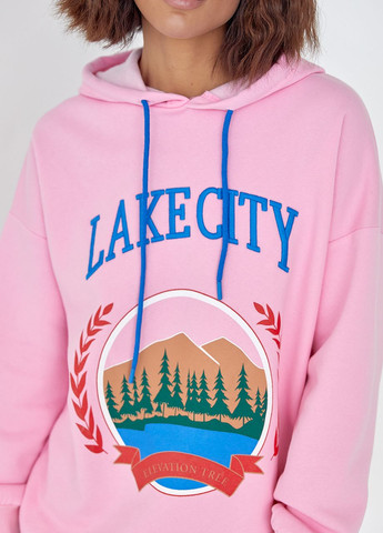 Утеплене худі з принтом та написом Lake city - рожевий Lurex (265842179)