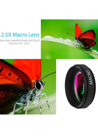 Об'єктив макро для телефона 2в1 wide angle & 12.5x macro apexel No Brand (276842555)