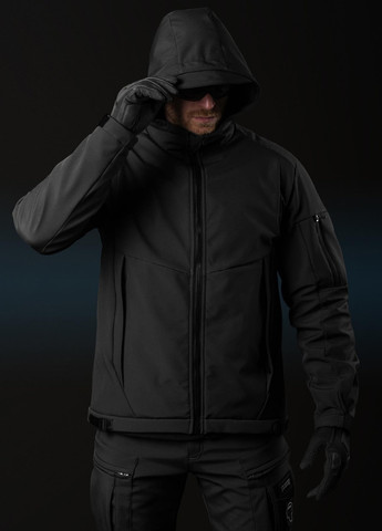 Черная демисезонная куртка softshell робокоп чорний BEZET