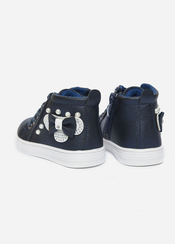 Темно-синие кэжуал осенние ботинки детские демисезонные для девочки темно-синего цвета Let's Shop