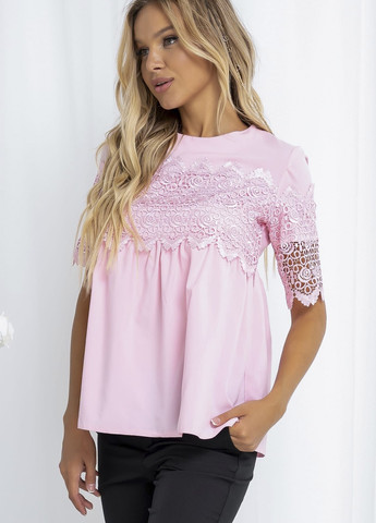 Розовая летняя блуза женская розового цвета на запах Let's Shop