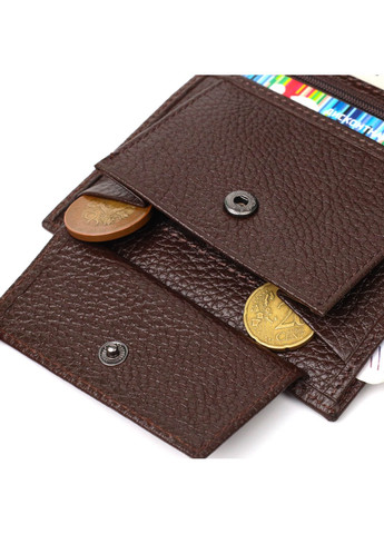 Компактный мужской бумажник из натуральной зернистой кожи без застежки 21989 Коричневый Bond (262158720)