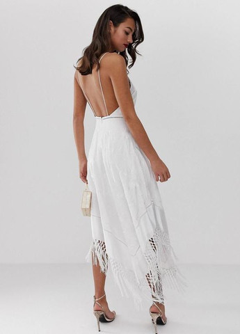 Білий сукня міді з бахромою Asos