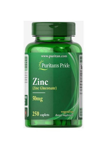 Puritan's Pride Zinc Gluconate 50 mg 250 Caplets Puritans Pride (275395354)