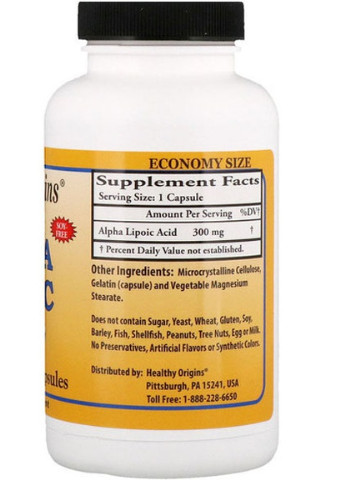 Alpha Lipoic Acid 300 mg 60 Caps Healthy Origins (256725069)