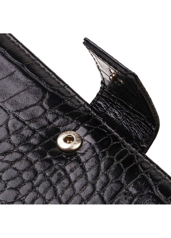 Вузький гаманець для чоловіків з натуральної шкіри з тисненням під крокодила 21914 Чорний Canpellini (259874103)