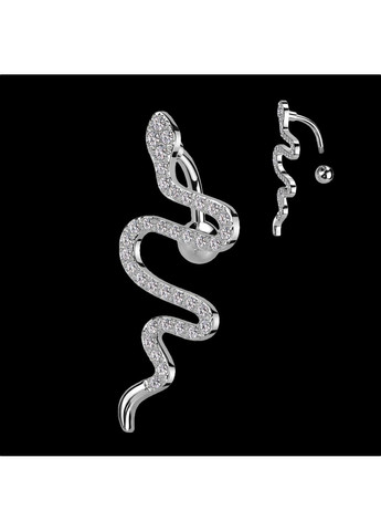 Сережка банан для пірсингу пупка "Змія" із фіанітами колір Метал Spikes (260359934)