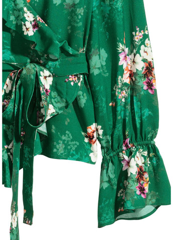 Зеленая блуза демисезон,зеленый в цветы, H&M