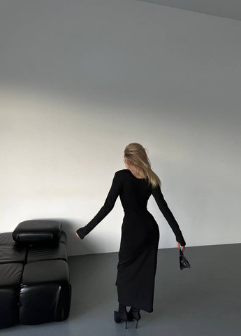 Черное женское платье макси цвет черный р.42/44 446422 New Trend