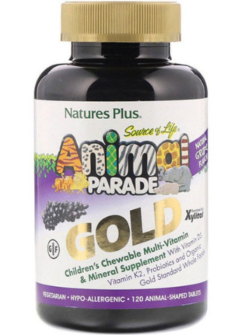 Nature's Plus Animal Parade Gold 120 Tabs Natural Grape Flavor NTP29934 Natures Plus (256724384)