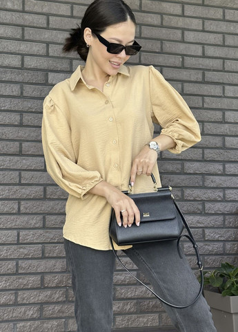 Бежевая летняя блуза женская бежевого цвета на запах Let's Shop