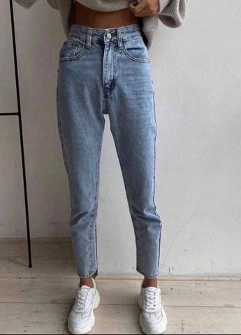 Голубые джинсы МОМ не тянутся, трендовые джинсы Турция 3 No Brand - (265221540)
