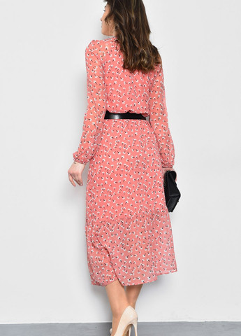 Темно-розовое кэжуал платье женское темно-розового цвета в цветочек баллон Let's Shop с абстрактным узором