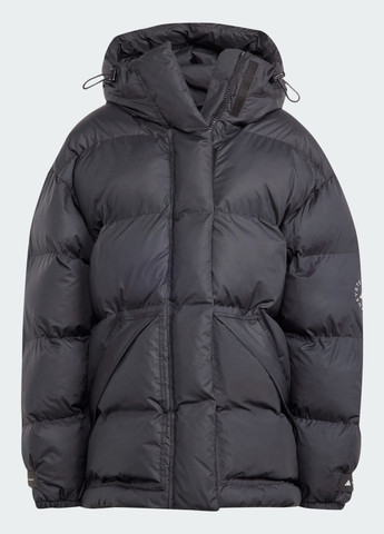 Черная демисезонная куртка by stella mccartney padded mid-length printed adidas