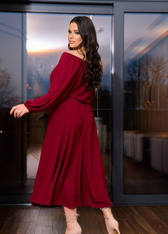 Бордова костюм жіночий блуза та спідниця кольору бордо р.50/52 407648 New Trend