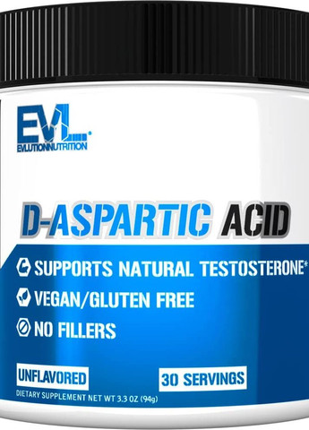 D-аспарагиновая кислота D-Aspartic Acid 94 g (Unflavored) EVLution Nutrition (265092119)