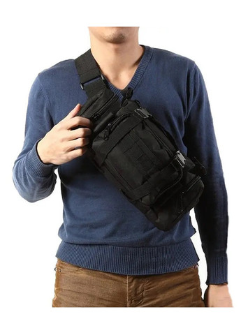 Тактична сумка через плече компактна армійська для риболовлі полювання туризму на 5 л 35х14х18 см (474204-Prob) Чорна Unbranded (257597019)