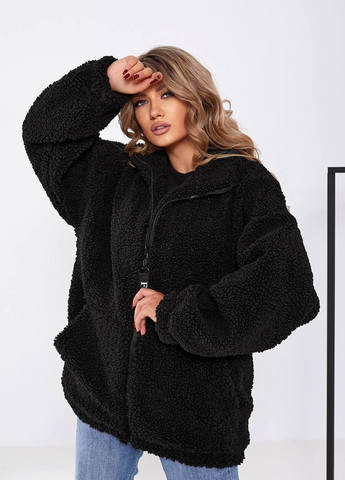 Черная женская куртка барашек цвет черный р.44/50 444641 New Trend