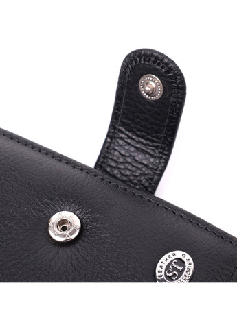 Чоловічий трендовий гаманець із натуральної шкіри 22553 Чорний st leather (277980495)