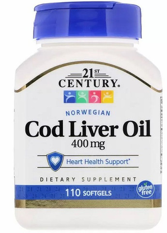 Cod Liver Oil 400 mg 110 Softgels CEN21168 21st Century (258499250)