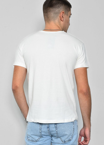 Молочная футболка мужская молочного цвета Let's Shop