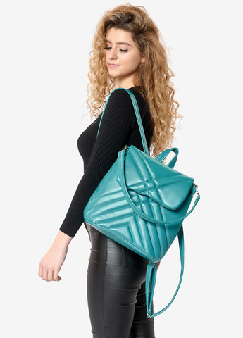 Женский рюкзак-сумка Loft стеганый бирюза Sambag (259592020)