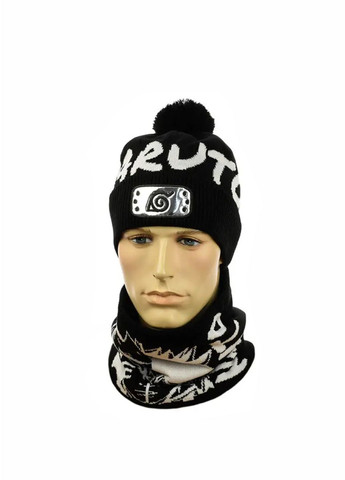 Дитячій зимовий комплект шапка з помпоном + снуд Наруто / Naruto No Brand дитячій комплект шапка + снуд (277167385)