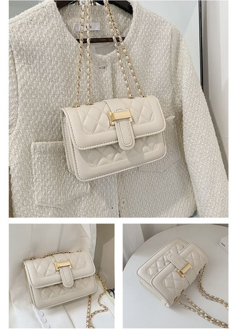 Жіноча класична сумка крос-боді на цепочці біла молочна No Brand (273030615)
