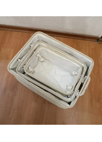 Комплект набір органайзерів коробів боксів для зберігання речей одягу білизни іграшок 3 шт (475647-Prob) Бежевий Unbranded (269691129)