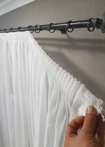 Тюль готовий пошитий білий однотонний шифон на тасьмі, висота 220 см, ширина 300 см No Brand (258472137)