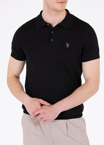 Чорна футболка поло чоловіче U.S. Polo Assn.