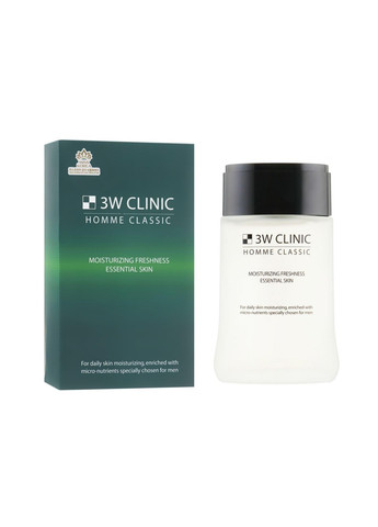 Мужской тонер для лица Homme Classic Moisturizing Freshness Essential Skin 150 мл 3W Clinic (276844084)