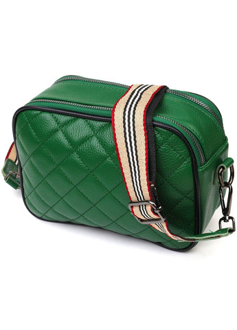 Жіноча прямокутна сумка крос-боді з натуральної шкіри 22113 Зелена Vintage (260359836)