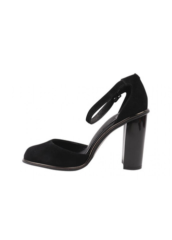 Туфлі жіночі з натуральної замші, на великому каблуці, колір чорний, Erisses 913-21lt (257437488)