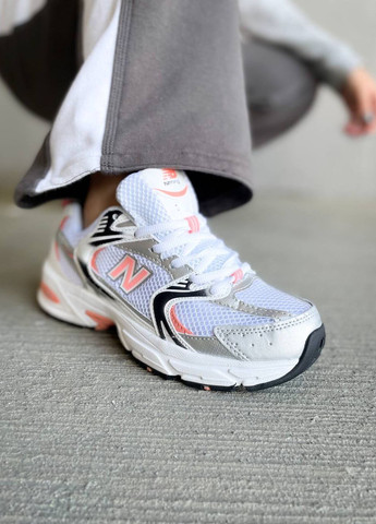 Белые демисезонные кроссовки мужские вьетнам New Balance 530 "Silver/Orange"